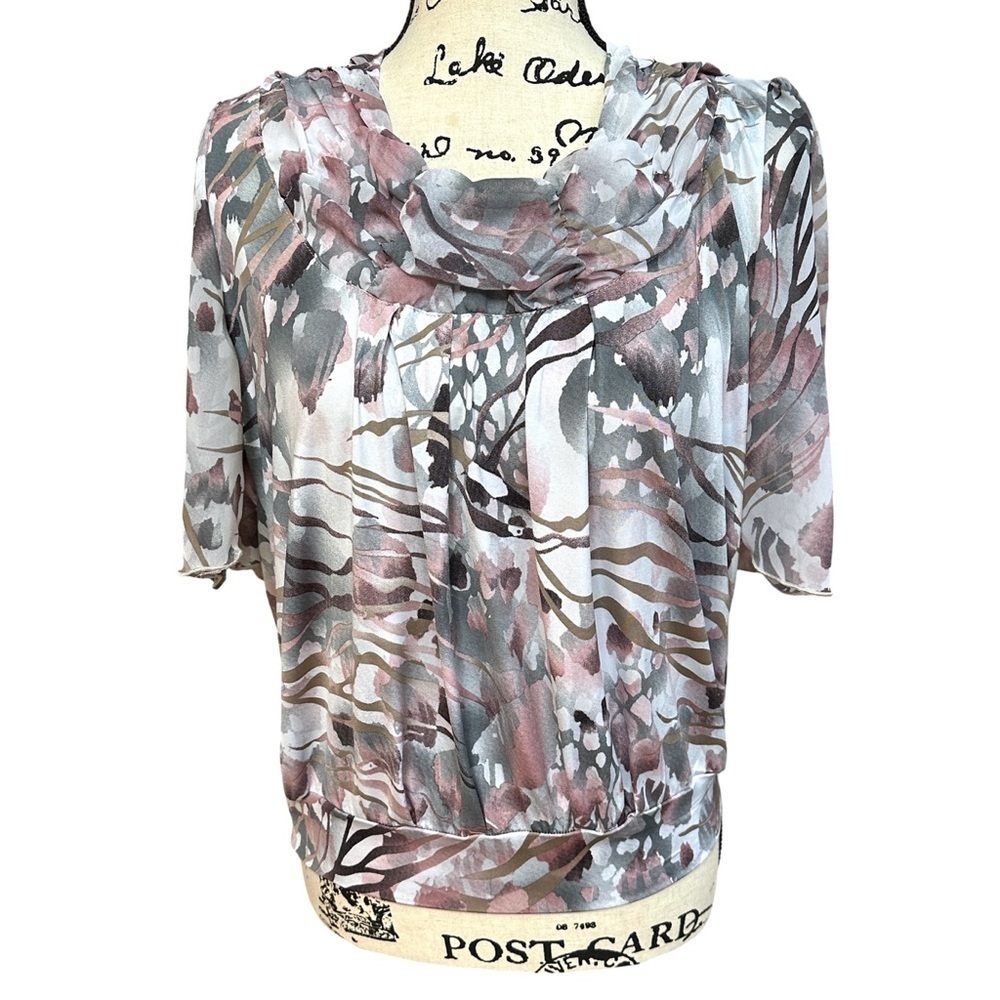 Silky Soft Blouse with Round Neckline Size 48 (Fits M)